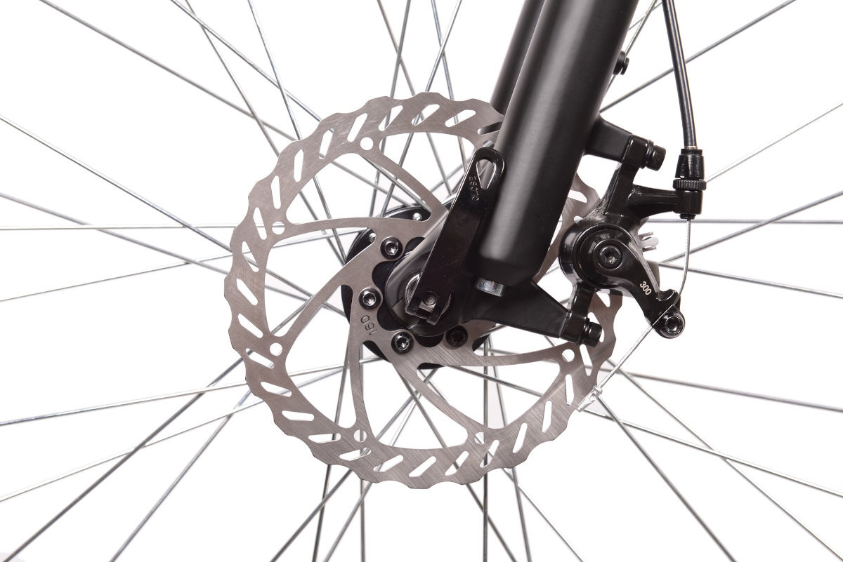 Rower górski MTB DISCOVERY M20 27.5 cala męski Czarno-pomarańczowy mocne hamulce na kazde warunki
