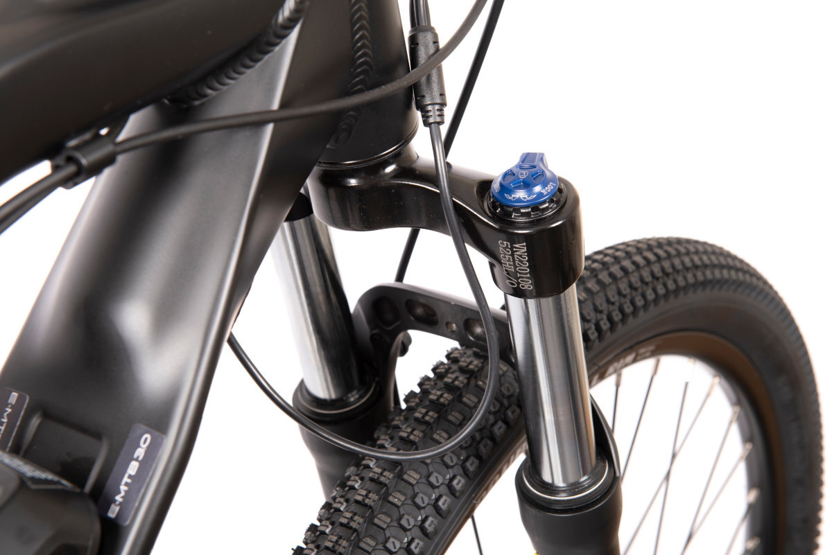 ROWER ELEKTRYCZNY INDIANA E-MTB 3.0 CZARNO-CZERWONY amortyzator