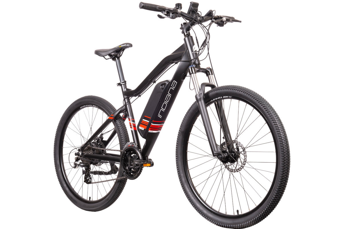 ROWER ELEKTRYCZNY INDIANA E-MTB 3.0 CZARNO-CZERWONY podroz po gorskich szlakach