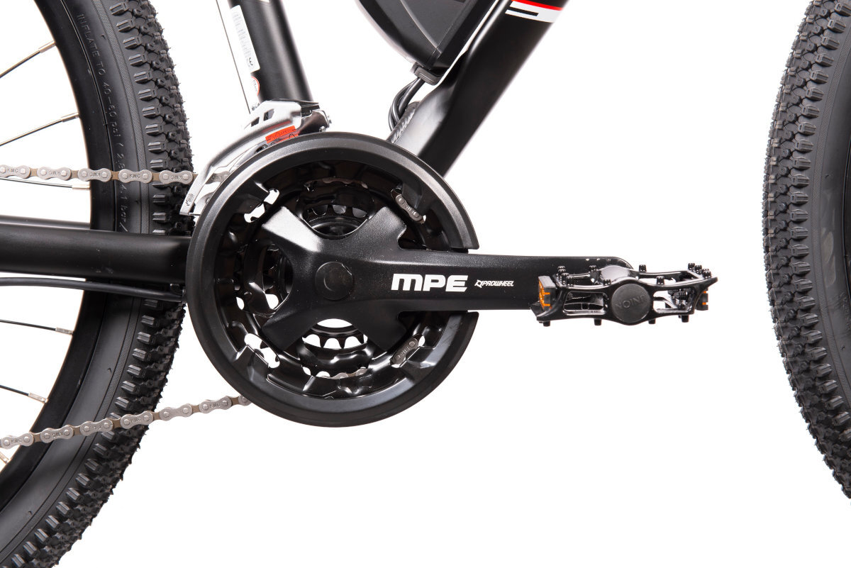 ROWER ELEKTRYCZNY INDIANA E-MTB 3.0 CZARNO-CZERWONY wyposazenie