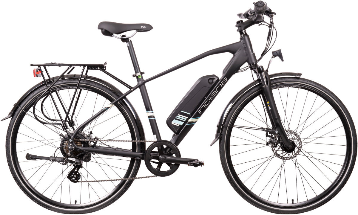ROWER ELEKTRYCZNY INDIANA E-TREKKING 1.0 28 CZARNY-NIEBIESKI M44.5 17.5