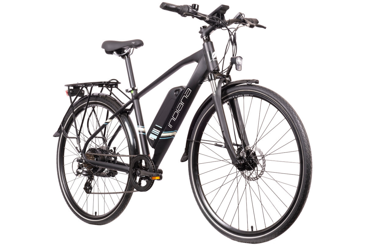 ROWER ELEKTRYCZNY INDIANA E-TREKKING 1.0 28 CZARNY-NIEBIESKI M44.5 17.5