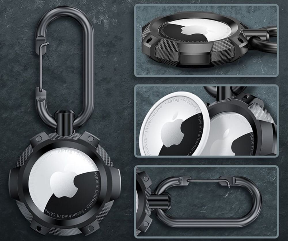 Brelok TECH-PROTECT TPUCarbon do Apple Airtag karabinczyk przyczepnosc