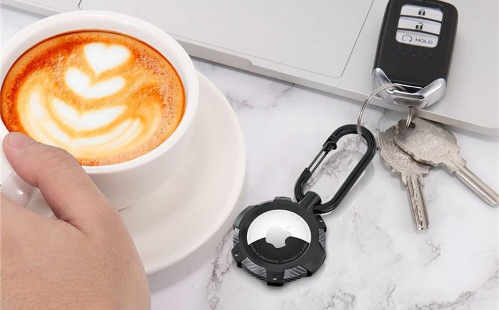 Brelok TECH-PROTECT TPUCarbon do Apple Airtag trwaly elastyczny material tpu codziennie uzytkowanie