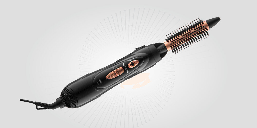 Suszarko-lokówka SENCOR SHS 8550BK 18 mm 1000 W 2 rozmiary szczotek Regulacja temperatury i siły nawiewu parametry Wygodne użytkowanie szybkie i skuteczne suszenie  Ergonomiczna rękojeść elegancki design