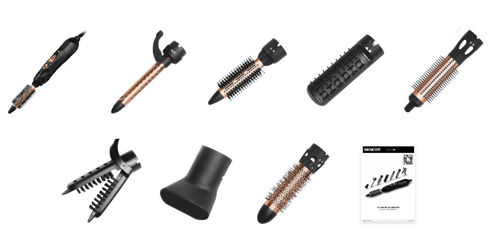 Suszarko-lokówka SENCOR SHS 8550BK 18 mm 1000 W zestaw akcesoria komplet wyposazenie