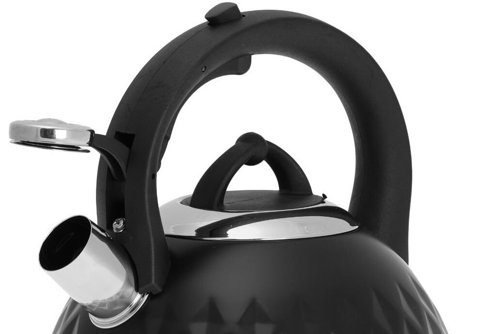 KLAUSBERG KB-7450 Bollitore 3L Acciaio Inox Nero – Design Moderno Con Fischietto E Fondo Induzione A 3 Strati