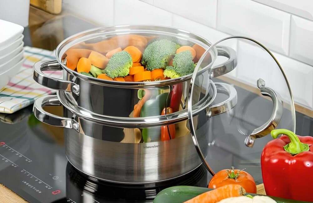Garnek KLAUSBERG KB-7135 18 cm do każdej kuchni gotowanie na parze płyta warzywa zdrowe gotowanie