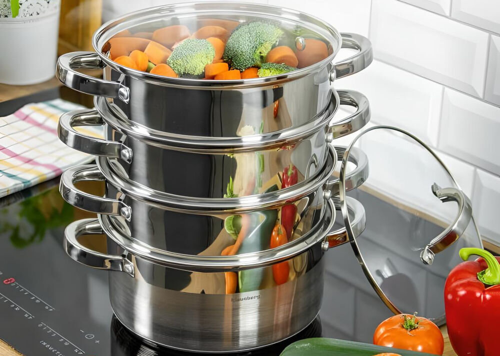 Garnek KLAUSBERG KB-7143 22 cm do każdej kuchni gotowanie na parze płyta warzywa zdrowe gotowanie