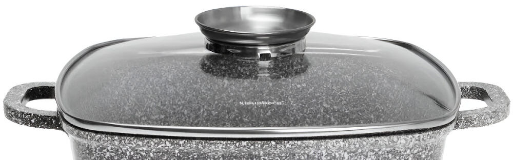 Garnek KINGHOFF KB-7532 28 cm szklana pokrywka z hartowanego szkła kontrolowanie procesu gotowania otwór w pokrywie gałka Aroma Knob łatwe dozowanie przypraw w płynie proste bardziej precyzyjne gotowanie średnica 28 cm pojemność 6,5 l na co dzień podczas większych spotkań możliwość mycia w zmywarce