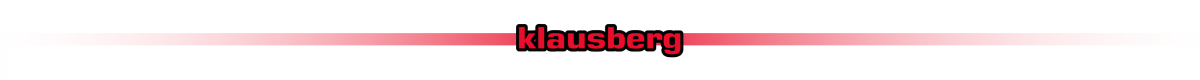 Logo z napisem \'klausberg\' na tle z gradientem od białego do czerwonego.