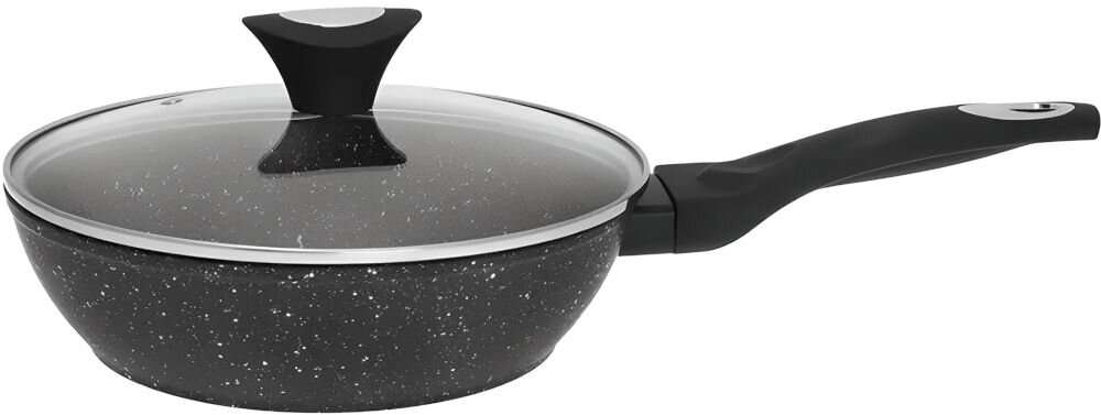 Patelnia KLAUSBERG KB-7295 24 cm wszechstronna do stosowania na wszystkich rodzajach kuchenek gazowe indukcyjne ceramiczne elektryczne halogenowe szklana pokrywka miękki w dotyku uchwyt nienagrzewajacy smażenie duszenie podsmażanie wygodne efektywne codzienne gotowanie 