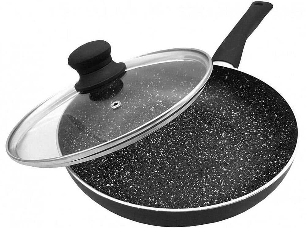 Patelnia KLAUSBERG KH-3956 22 cm wszechstronna do stosowania na wszystkich rodzajach kuchenek gazowe indukcyjne ceramiczne elektryczne halogenowe szklana pokrywka miękki w dotyku uchwyt nienagrzewajacy smażenie duszenie podsmażanie wygodne efektywne codzienne gotowanie
