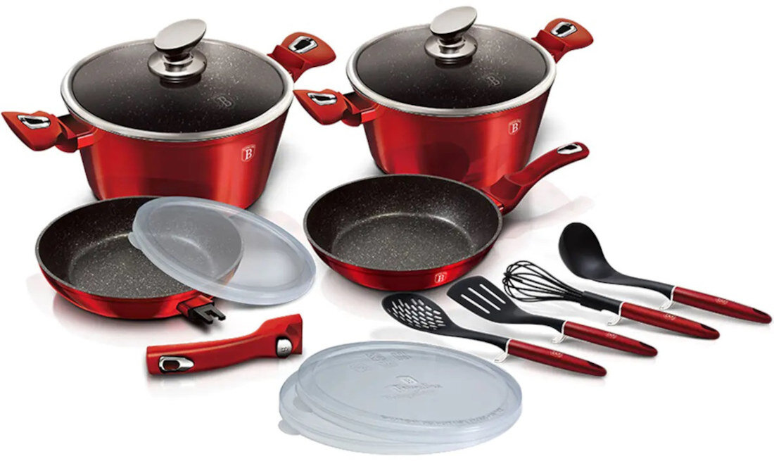 Zestaw garnkow BERLINGER HAUS Metallic Line Burgundy BH-7057 (13 elementow)
