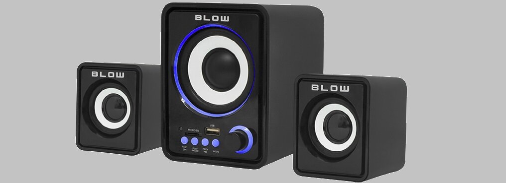 Głośniki BLOW 2.1 MS-26 Dźwięk wymiary zasilanie wygląd Nowoczesny design