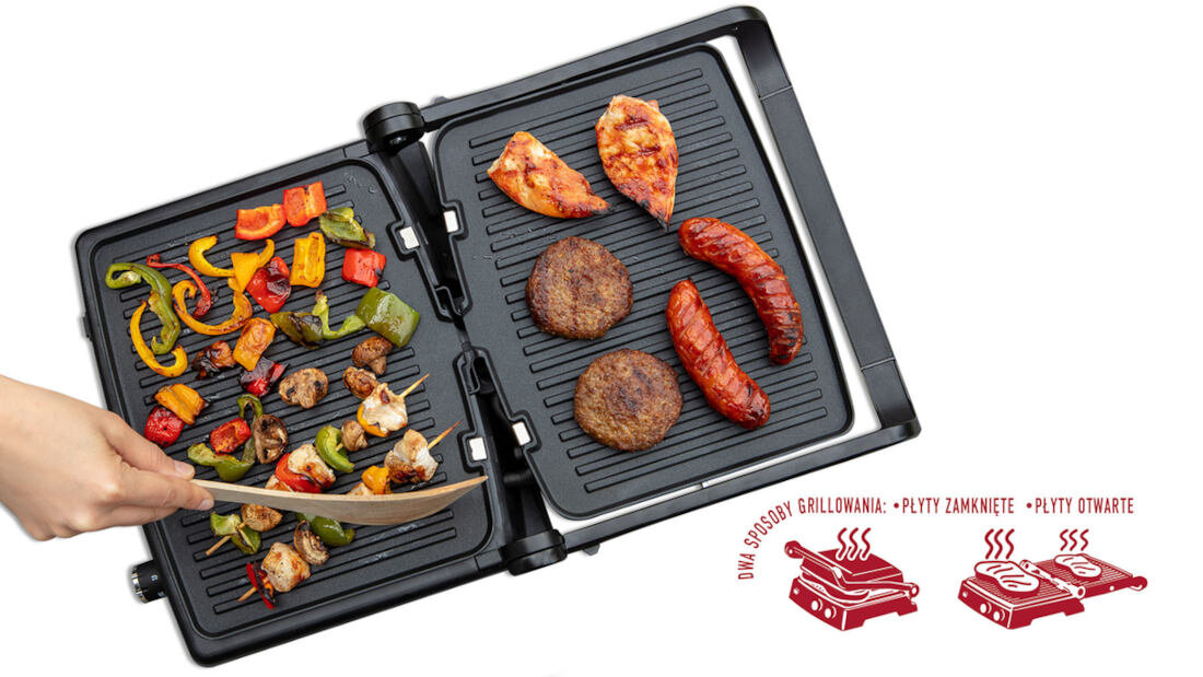 Grill elektryczny MPM MGR-12 dwa spsoby grillowania 