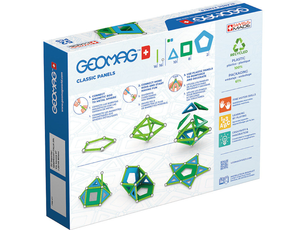 Klocki magnetyczne GEOMAG Classic Panels Recycled G471 elementy zestaw