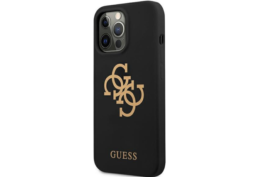 Etui GUESS Silicone 4G Logo Metal Logo do Apple iPhone 13/13 Pro Czarny  luksus wytrzymałość marka elegancja styl wyrafinowanie