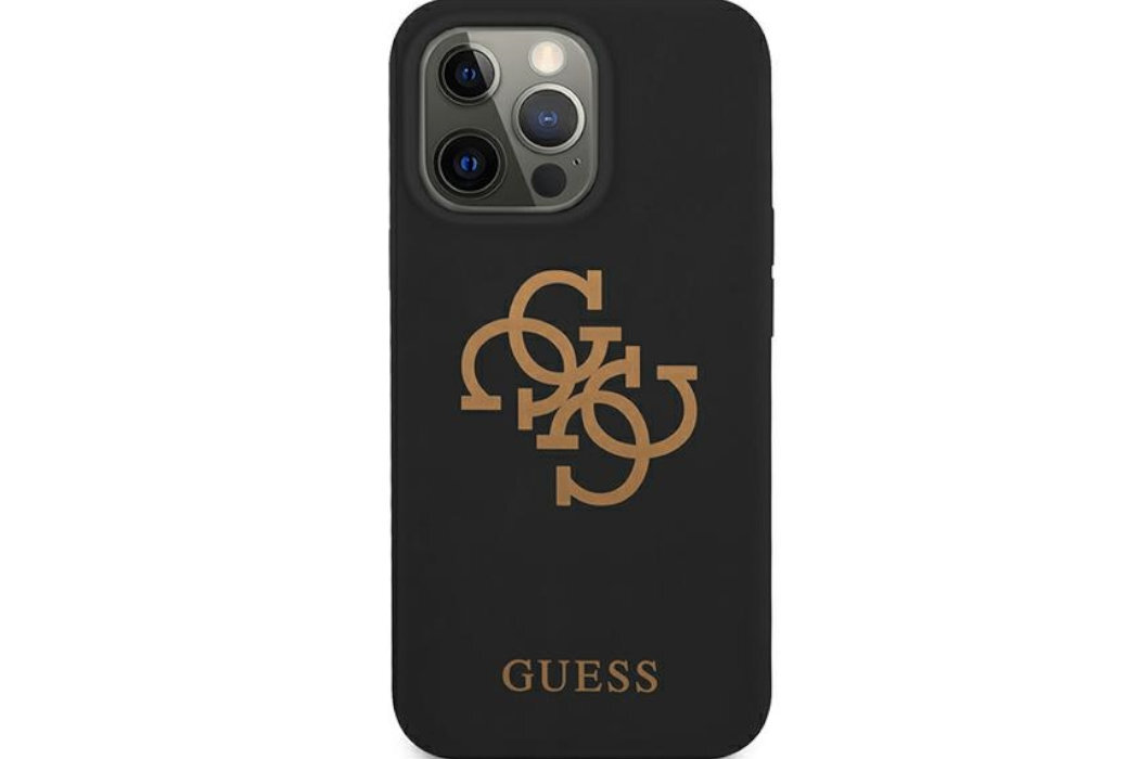 Etui GUESS Silicone 4G Logo Metal Logo do Apple iPhone 13/13 Pro Czarny  luksus wytrzymałość marka elegancja styl wyrafinowanie