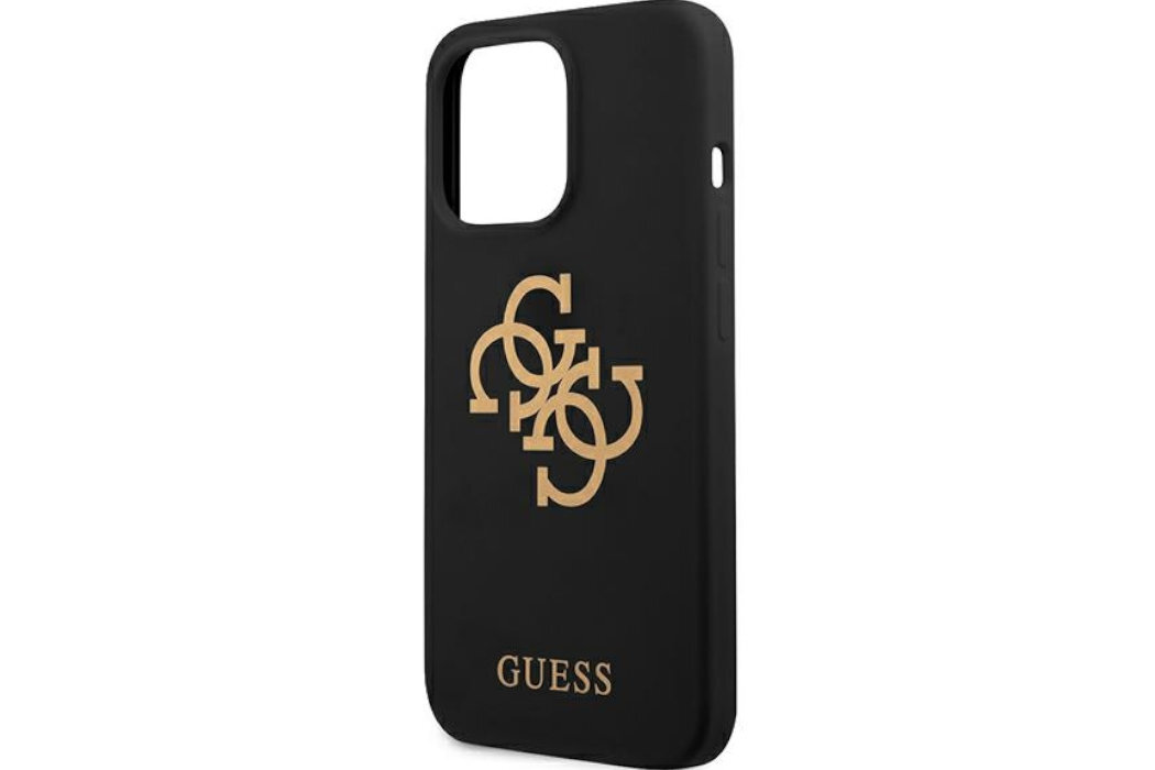 Etui GUESS Silicone 4G Logo Metal Logo do Apple iPhone 13/13 Pro Czarny  luksus wytrzymałość marka elegancja styl wyrafinowanie