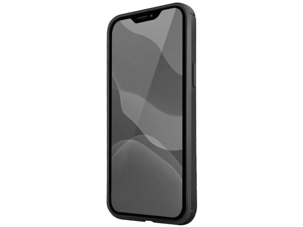 Etui UNIQ Hexa podniesione krawędzie karbonowy design matowa czerń ochrona aparatu