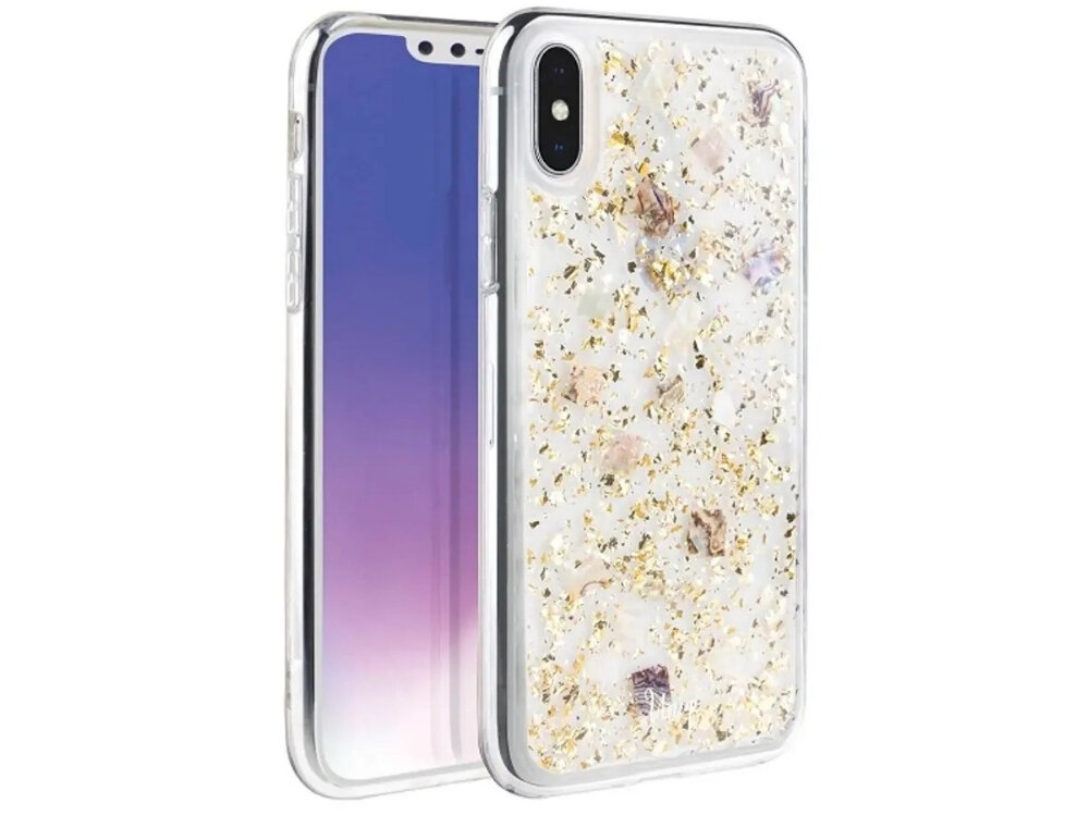 Etui UNIQ Lumence Clear muszelki brokat blask unikalny wzór iPhone Xs Max