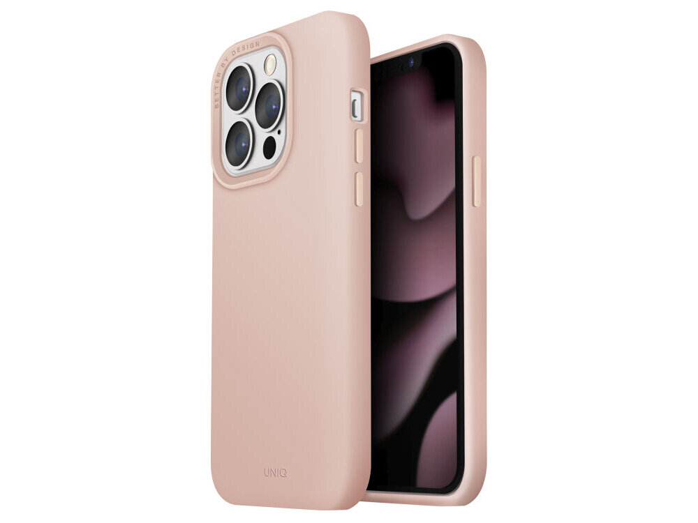 Etui UNIQ Lino Hue iPhone 13 Pro silikonowe hybrydowe różowe MagSafe