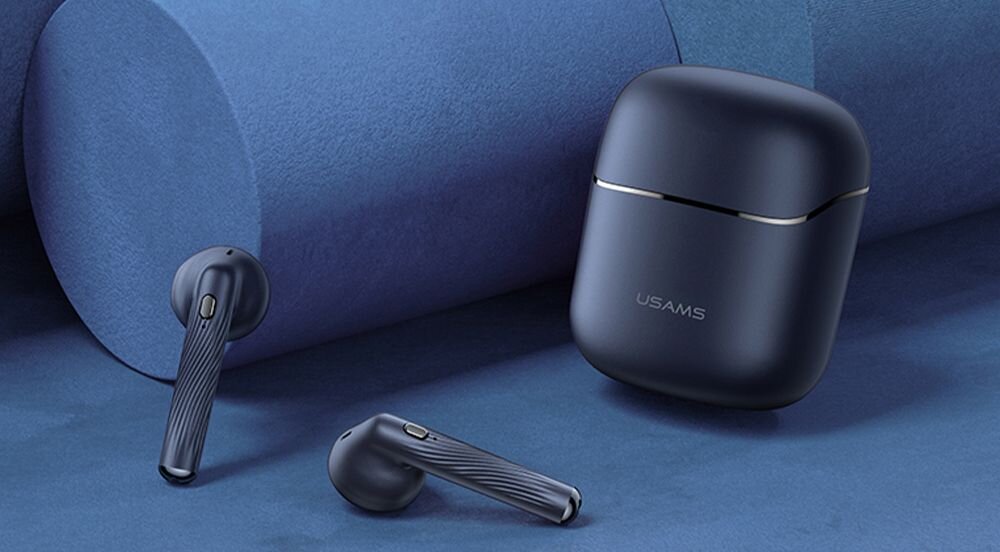 Słuchawki douszne USAMS BHUSY02 Bluetooth technologia zasieg polaczenie design komfort lekkość dźwięk jakość wrażenia słuchowe ergonomia lekkość sport aktywność podróże czas pracy działanie akumulator