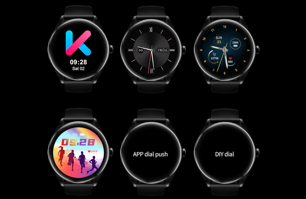 Smartwatch KUMI GW3 Czarny wyświetlacz obraz obsługa przyciski wibracje wytrzymałość