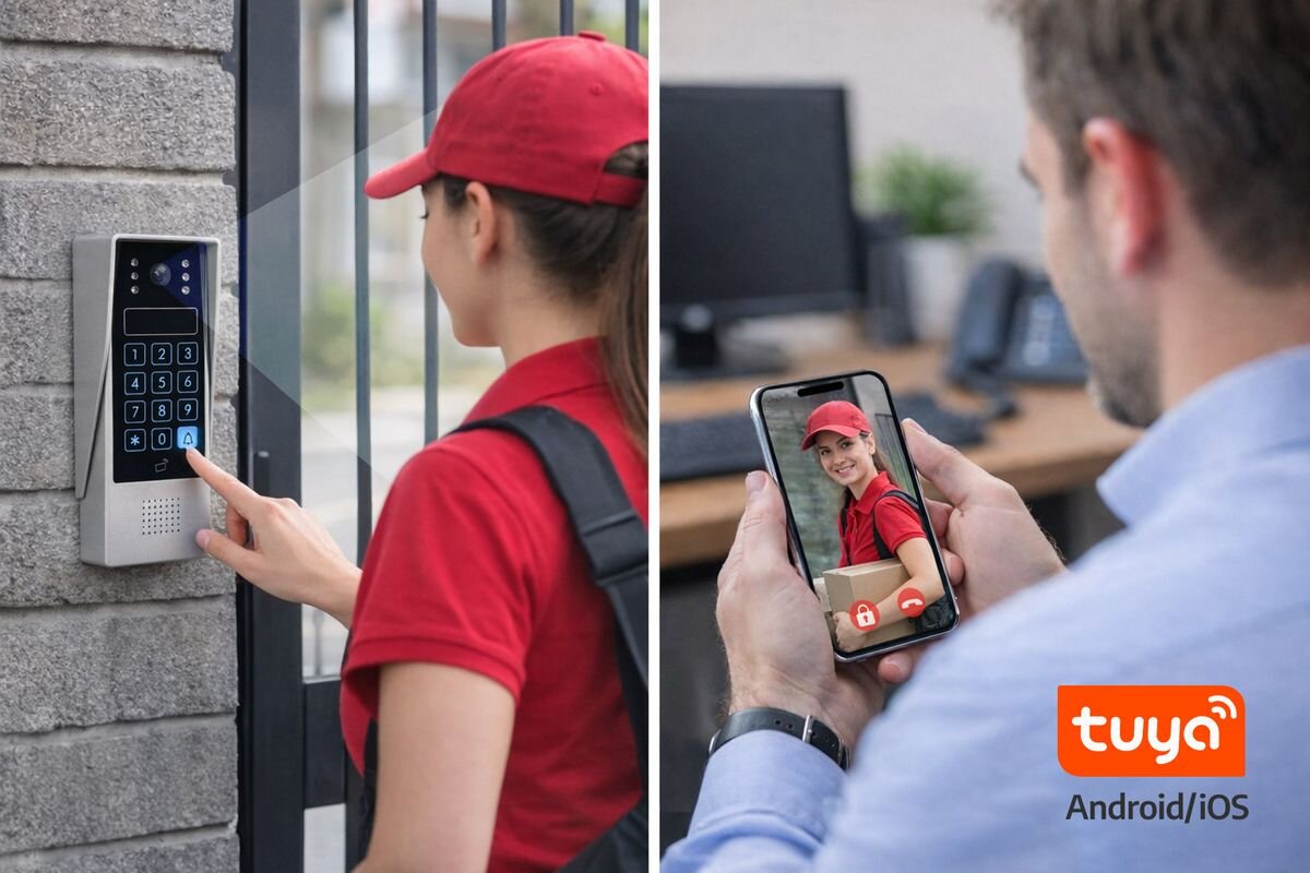 Wideodomofon EURA VDP-90A3 Delta+ Bezprzewodowy Wi-Fi, Podgląd kuriera ze stacji bramowej w aplikacji mobilnej na telefonie, FullHD, WiFi, Tuya, smartfon.