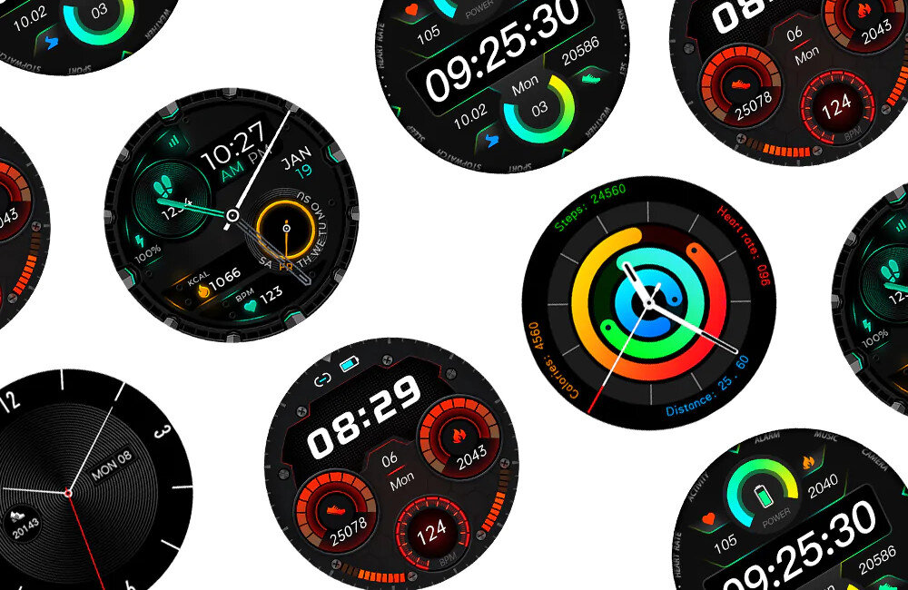 Smartwatch KUMI KU-GW1 ekran wyświetlacz szkło informacje czytelny ekran rozdzielczość piksele