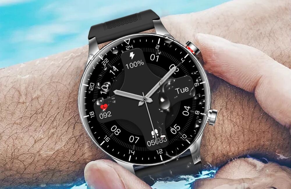 Smartwatch KUMI GW16T Pro KU-GW16TP    ekran bateria czujniki zdrowie sport pasek ładowanie pojemność rozdzielczość łączność sterowanie krew puls rozmowy smartfon aplikacja 