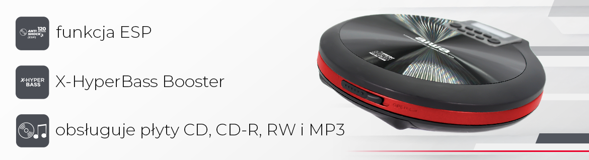 Discman AIWA PCD-810RD - Nieprzerwane odtwarzanie dzięki technologii ESP