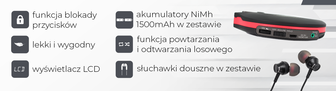 Discman AIWA PCD-810RD - Bogaty dźwięk i personalizacja brzmienia, X-HyperBass