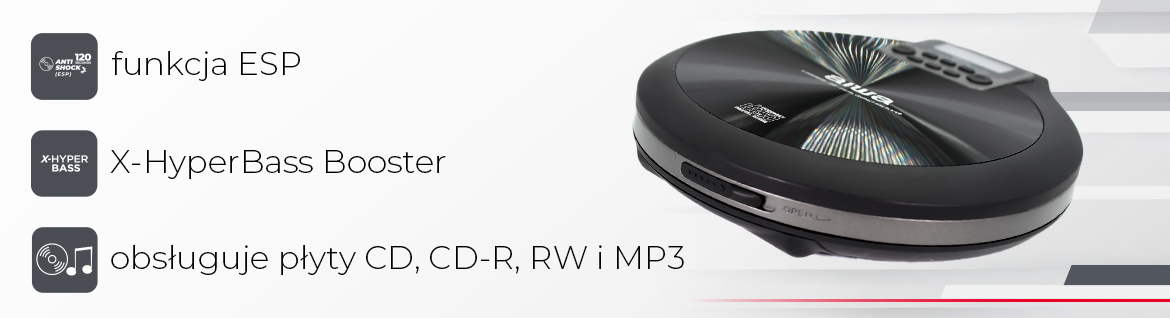 Discman AIWA PCD-810BK - Nieprzerwane odtwarzanie dzięki technologii ESP