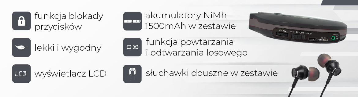 Discman AIWA PCD-810BK - Bogaty dźwięk i personalizacja brzmienia, X-HyperBass
