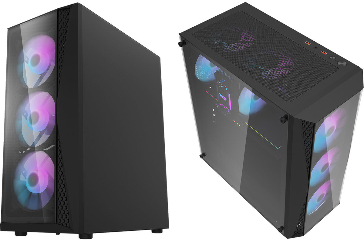 Obudowa DARKFLASH DK352 Plus styl wygląd szklany panel cechy design
