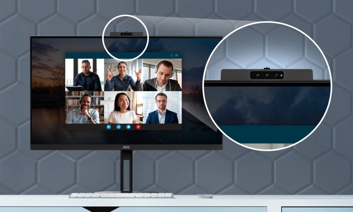 Monitor AOC V-line 24V5CW/BK kamera internetowa