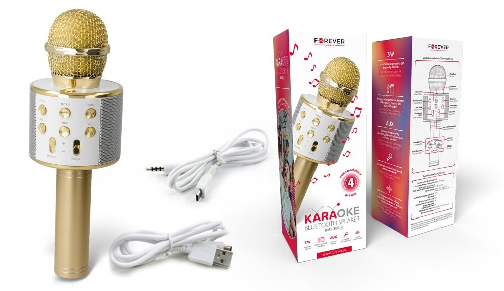 Mikrofon FOREVER BMS-300  brzmienie zabawa modulacja głos bezprzewodowy bluetooth