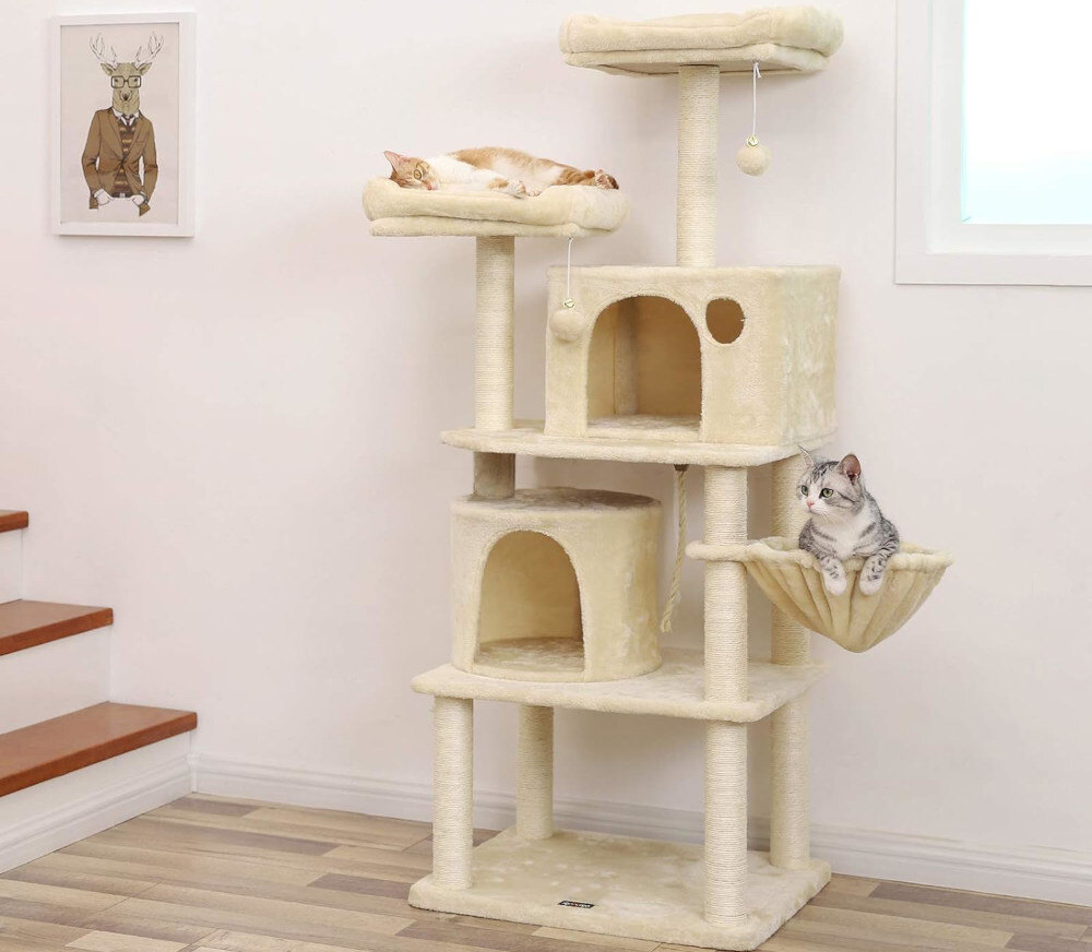 Drapak dla kota FEANDREA PCT90M wygląd design zdjęcie lifestyle dwa koty