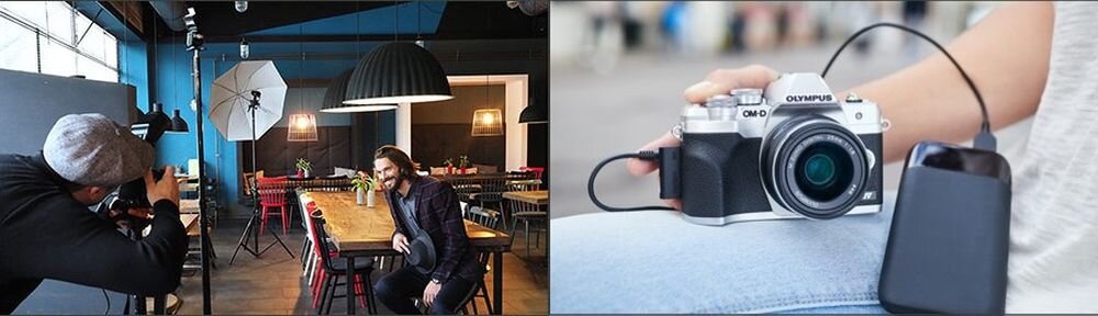 Aparat OLYMPUS E-M10 Mark IV zdjęcia obiektyw ekran wizjer ogniskowa przysłona migawka obudowa bateria zasilanie filmy nagrywanie rozdzielczość matryca rozmiar przekątna tryby iso montaż lampa światło przyciski sterowanie menu kontrast jasność balans bieli filtry cmos karta pliki format zapis seria