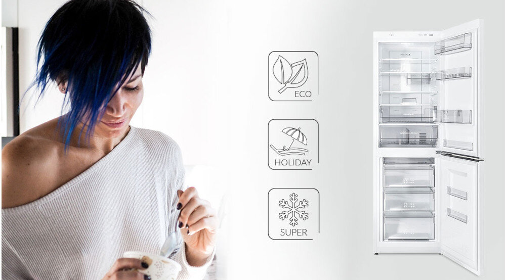 Lodówka MPM 343-FF-46 No frost 187 cm Biała panel sterowanie