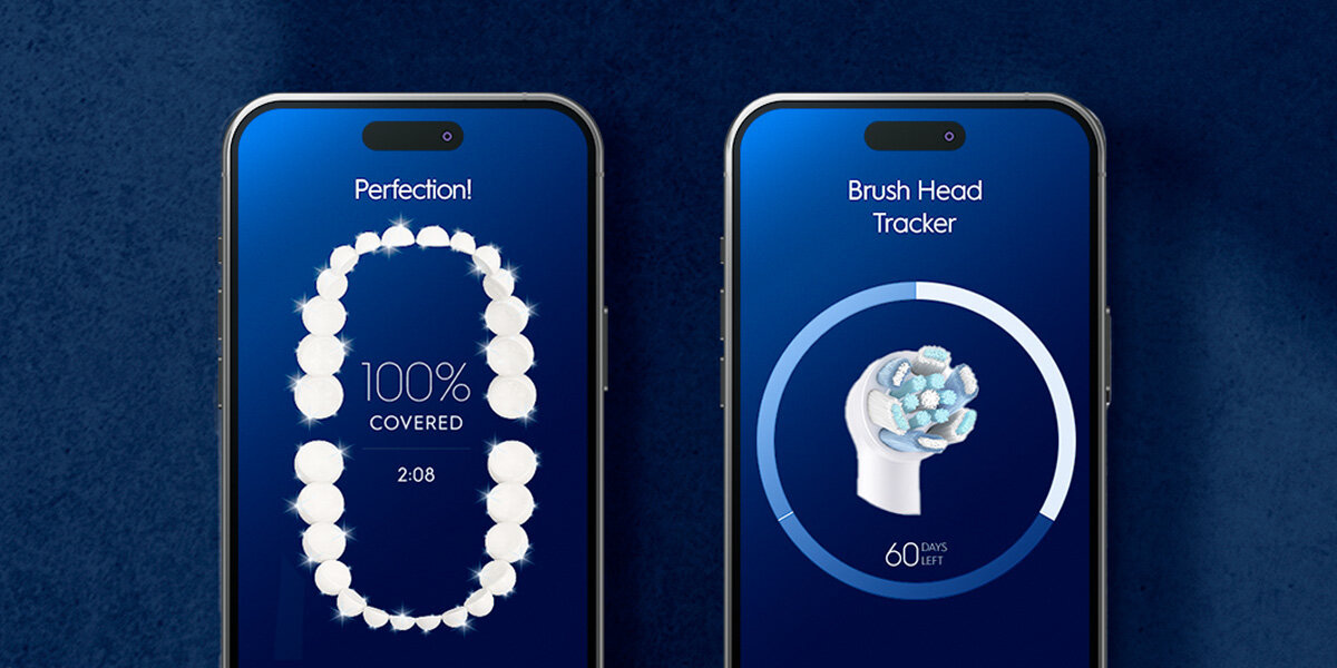 Szczoteczka magnetyczna ORAL-B iO 9 Biały zdjęcie lifestyle Wskazówki na żywo  Brush Head Tracker i przypomnienie o wymianie końcówki  z Apple Health