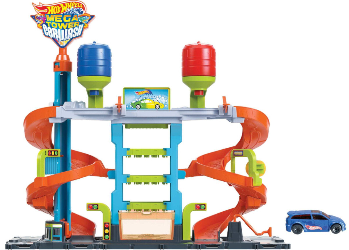 Myjnia samochodowa Hot Wheels Zakrecona megamyjnia HDP05 elementy opakowanie