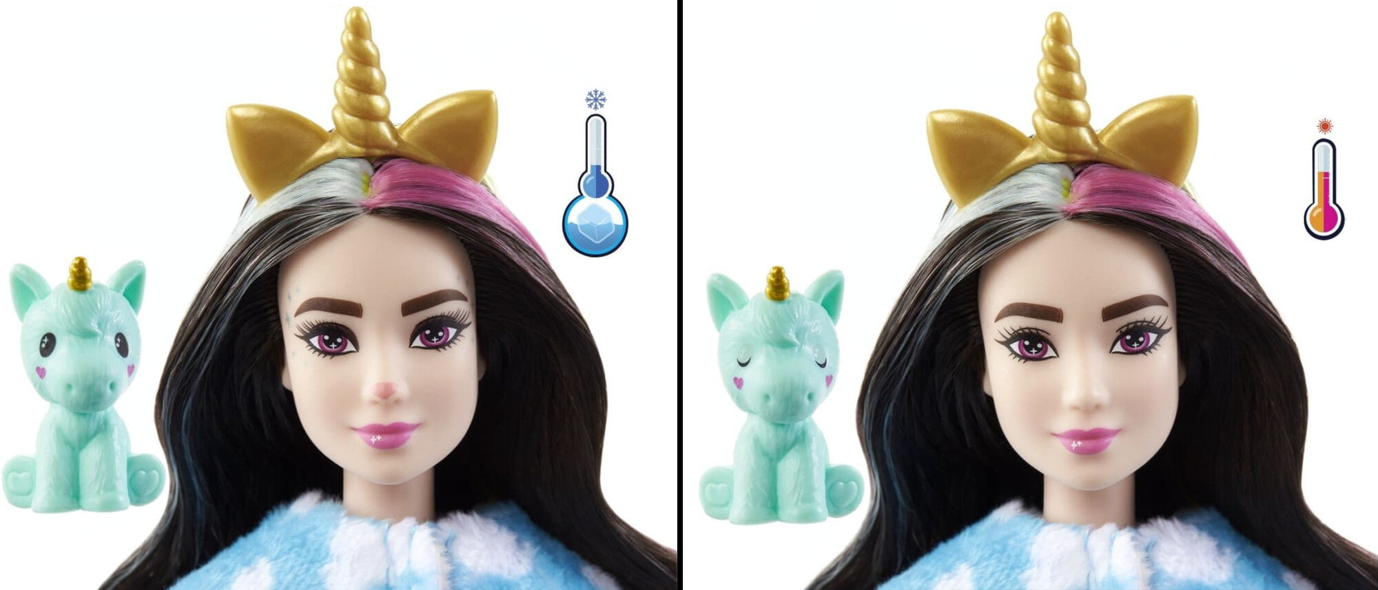 Lalka Barbie Cutie Reveal Jednorozec Kraina Fantazji HJL58 makijaz temperatura