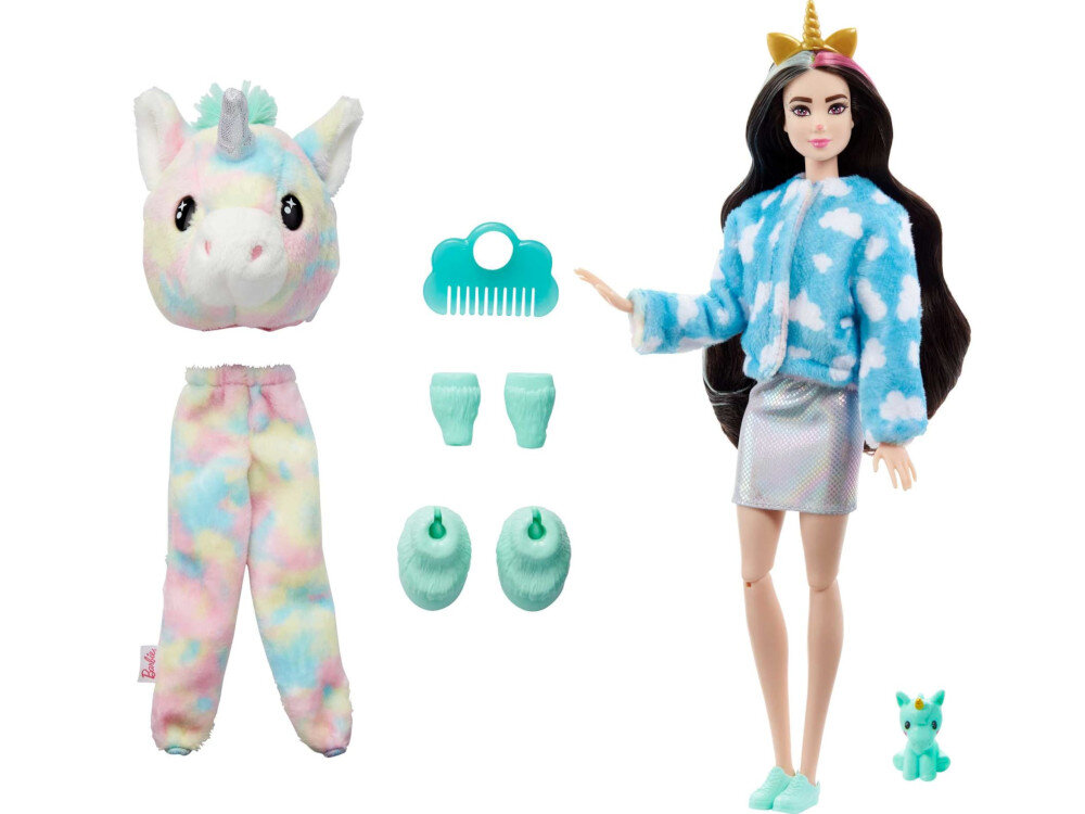 Lalka Barbie Cutie Reveal Jednorozec Kraina Fantazji HJL58 zawartosc opakowania