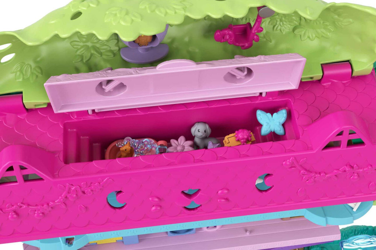 Lalka MATTEL Polly Pocket Przygody zwierzatek Domek na drzewie HHJ06 obszary zabawy