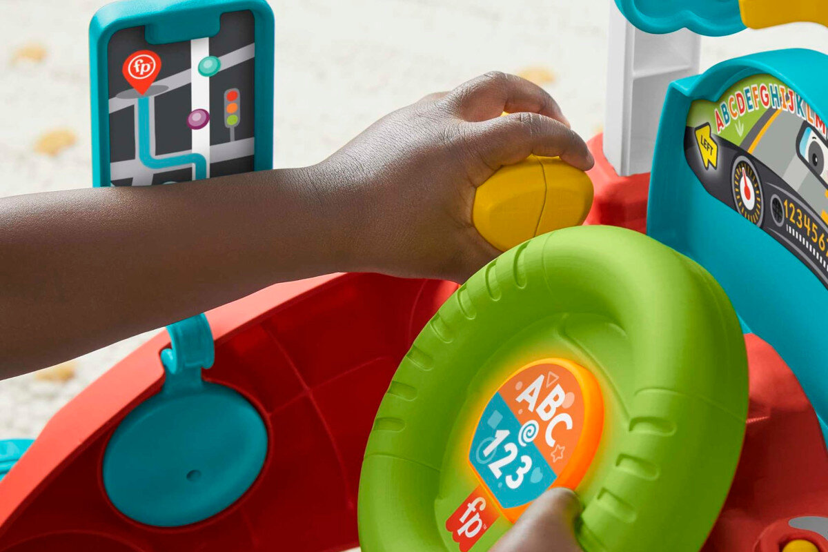 Chodzik FISHER PRICE Pchacz Małego Kierowcy HJP44 piosenki wypowiedzi klakson przycisk globus języki