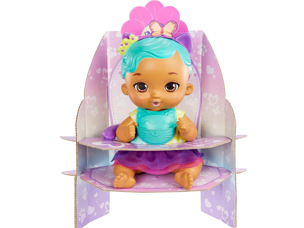 Lalka MATTEL My Garden Baby Bobasek Kotek Karmienie i przewijanie HHL22 akcesoria krzeselko