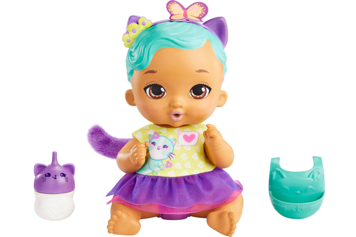 Lalka MATTEL My Garden Baby Bobasek Kotek Karmienie i przewijanie HHL22 akcesoria elementy
